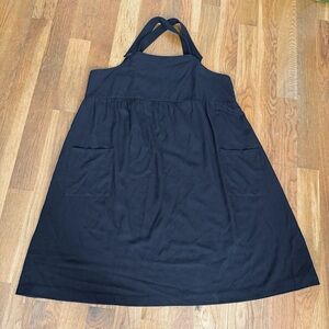 VTG Black Midi Smock Dress with Pockets - 22W